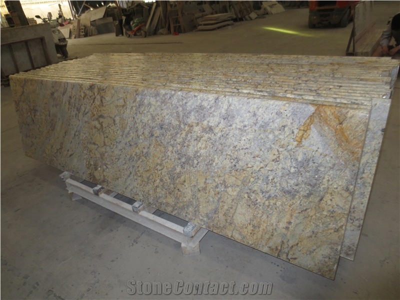Brazil Golden Crystal Granite Worktops,Giallo Crystal Granite Bar Tops