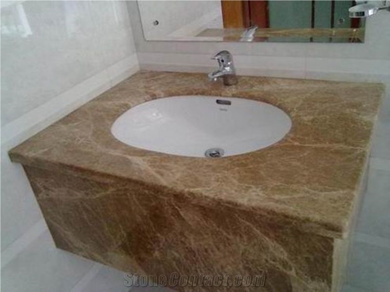 Cheap Price Light Emperador Marble Bathroom Custom Vanity Tops