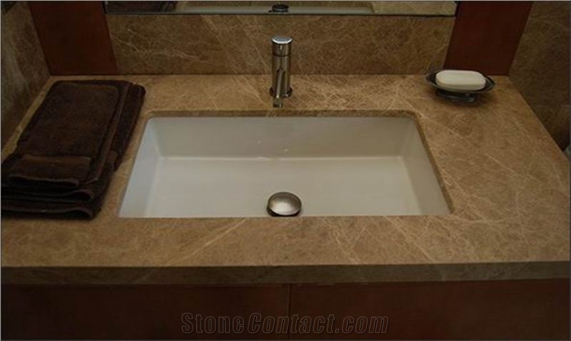Cheap Price Light Emperador Marble Bathroom Custom Vanity Tops