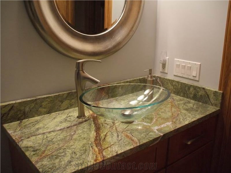 Custom Vanity Tops Rain Forest Green Marble,Bidasar Green Marble Tops