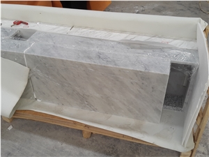 Italian Bianco Carrara White Marble Kitchen Bar Top Box Drawers