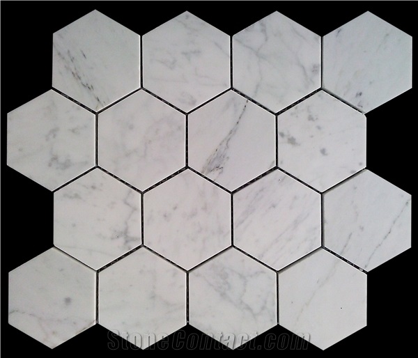 Italian Bianco Carrara White Marble Mosaic Design Floor Mosaic
