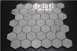 Italian Bianco Carrara White Marble Mosaic Design Floor Mosaic
