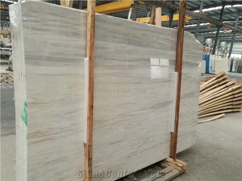 Eurasian White Wood Marble Slabs Wall and Floor Countertops Polished