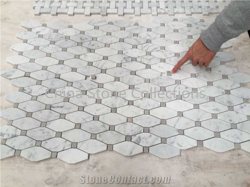 Bianco Carrara White Tiles & Mosaic for Bathroom Decoration Design Art