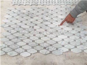 Bianco Carrara White Tiles & Mosaic for Bathroom Decoration Design Art