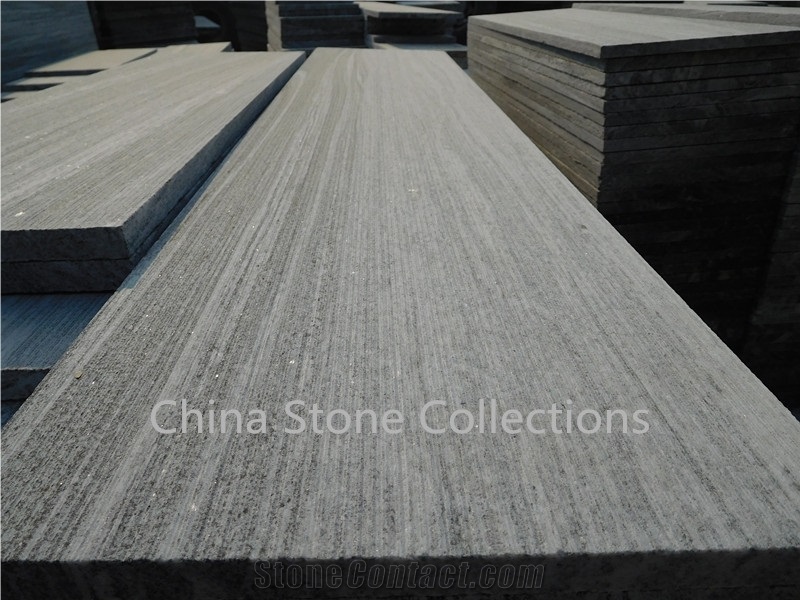 Nero Santiago G302 Wood Vein Grey Granite Biasca Gneiss Flooring Tiles