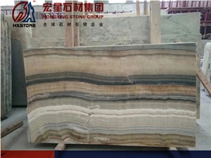 China Beige Onyx Slabs&Tiles Colorful Bookmatch Straight Grey Veins
