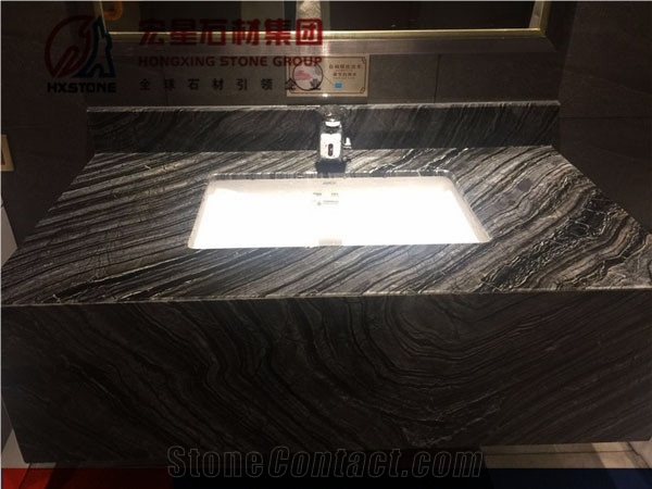 Chinese Hot Sale Material Black Wooden Marble Slab Tiles for Wall