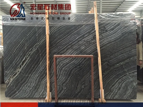 Chinese Hot Sale Material Black Wooden Marble Slab Tiles for Wall