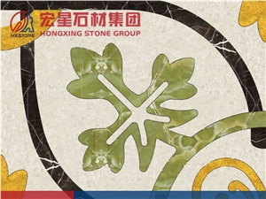 Waterjet Medallions Tiles Green Onyx Beige&Chinese St.Laurent Marble