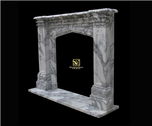 Carved Marble Fireplace Mantel Italian Arabescato Wonderful Stone 02