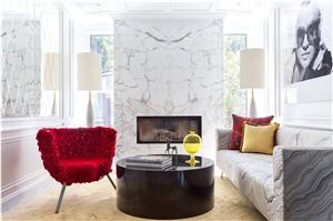 Statuario Marble Bookmatched Fireplace