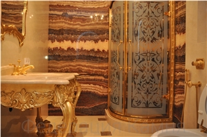 Onice Fantastico, Crem Marfil, Dark Emperador Bathroom Design
