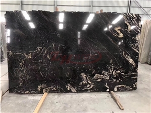 Cosmic Black Titanium Black Granite Slabs for Countertops