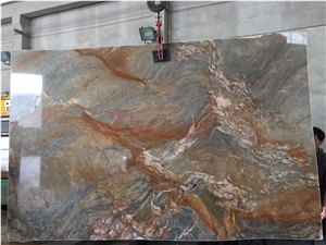 Exotic Fusion Quartzite Slabs Compoiste with Glass Transmittance Slab
