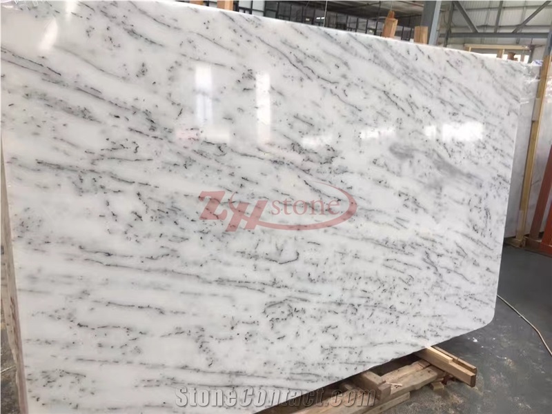 Fine Lines Chinese Snow White Marble Slabs Classic Tile