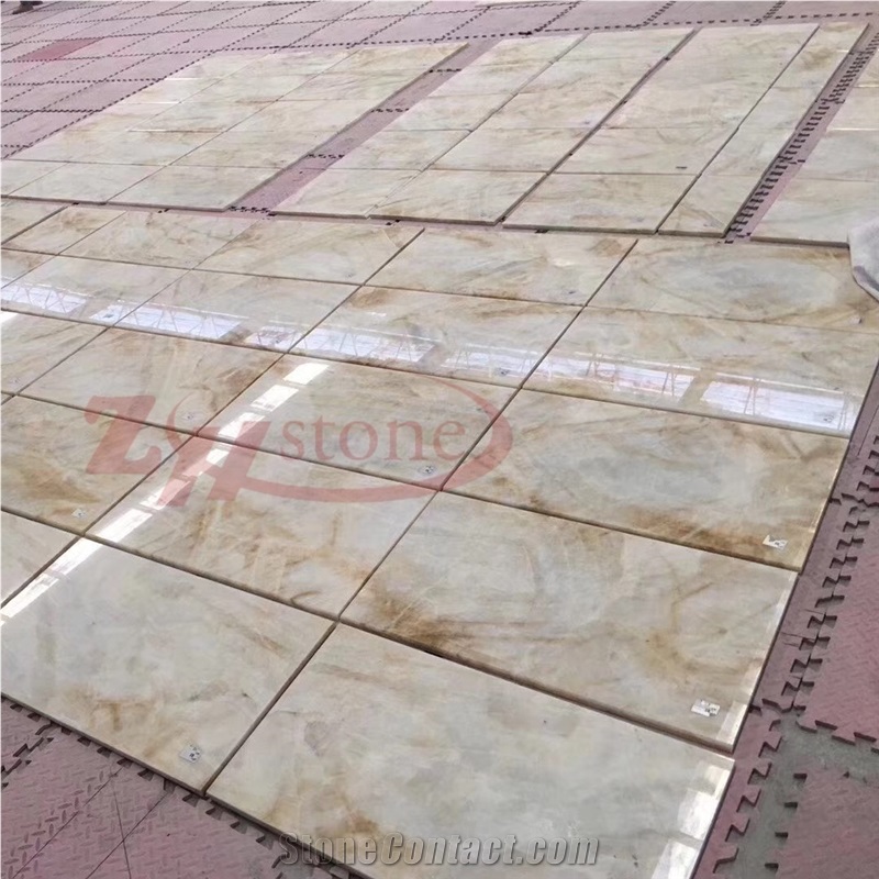 Golden Jade Marble Spiral Stair Tiles for Villa Decoration