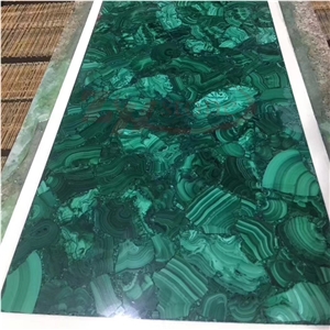 Green Malachite Large Semi Precious Stone Panels Laminated with Glass