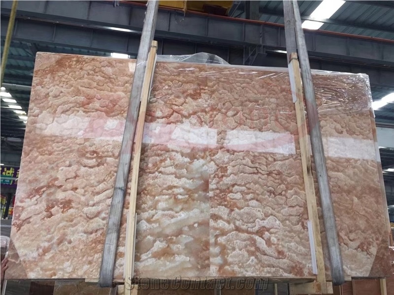 Laminated Tranlusent Tiger Onyx Red Onyx Slabs Wall Covering