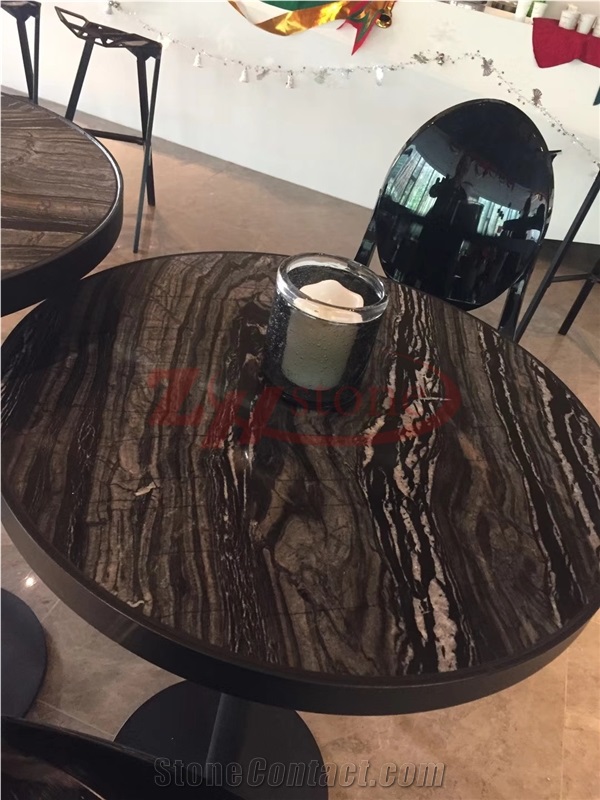 Polished Black Wooden Vein Marble Ancient Black Table for Hotel Hobby