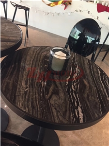 Polished Black Wooden Vein Marble Ancient Black Table for Hotel Hobby