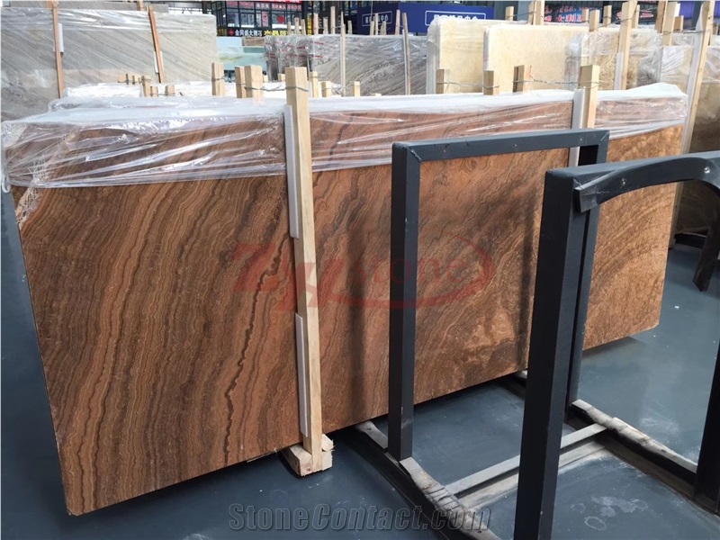 Red Wood Grain Marble Slabs for Interior Decoration