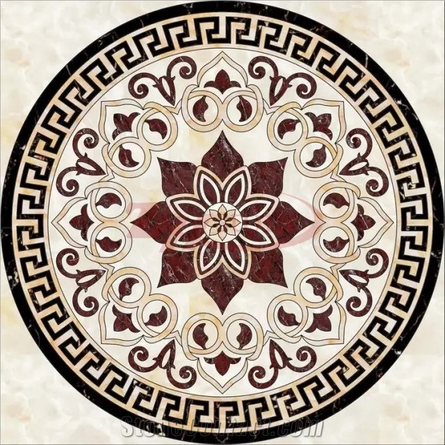 Rosso Levanto Marble Waterjet Round Medallions for Lobby Floor