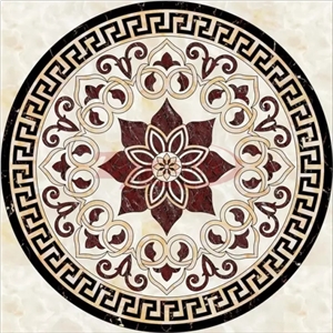 Rosso Levanto Marble Waterjet Round Medallions for Lobby Floor