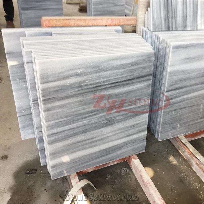 Snow Grey White Wooden Marble Tile Cut-To-Size Floor Covering