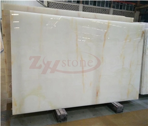 Snow White Onyx Slab Tiles Wholesale Translucent Natural Stone