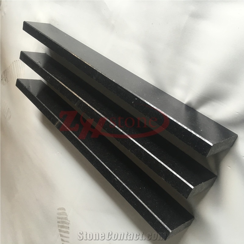 Three Sides Polished Platinum Black Granite Molding with Beveled