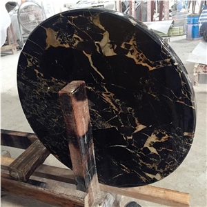 Custom Stone Marble Home Furniture Black Portoro Round Table