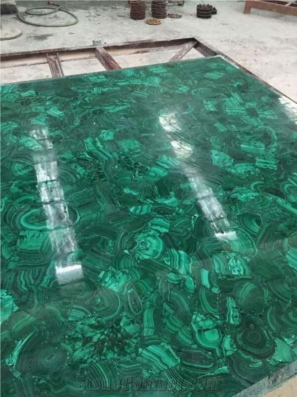 Natural Green Malachite Semiprecious Stone Slabs for Dining Table Top