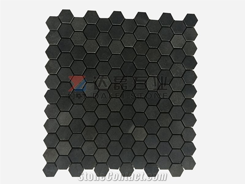 Andesite Grey Basalt Honed Hexagon Mosaic Wall Floor Pool Tiles