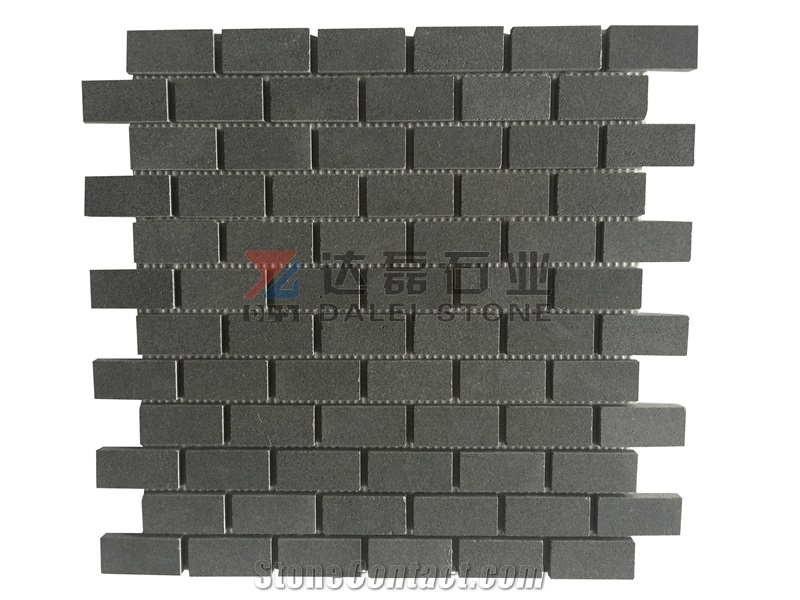 China Andesite Herringbone Hexagon Brick Liner Honed Mosaic Wall Tiles