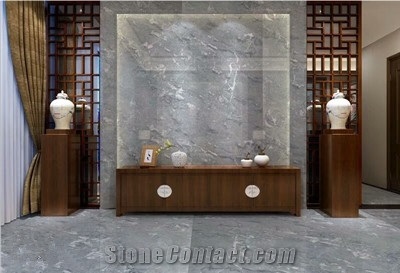 China New Silver Grey Marble Polished Big Slab Low Price