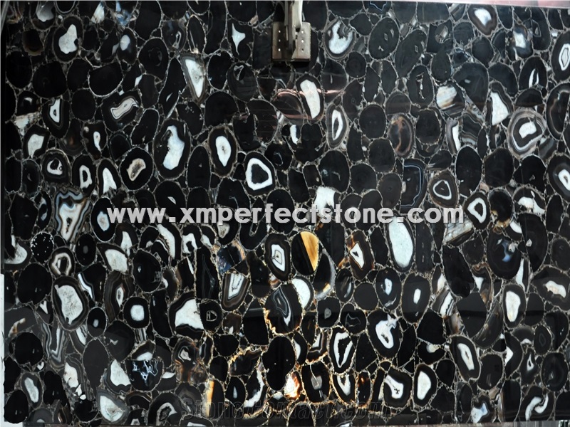Backlit Luxurious Interior House Decoration Black Gemstone