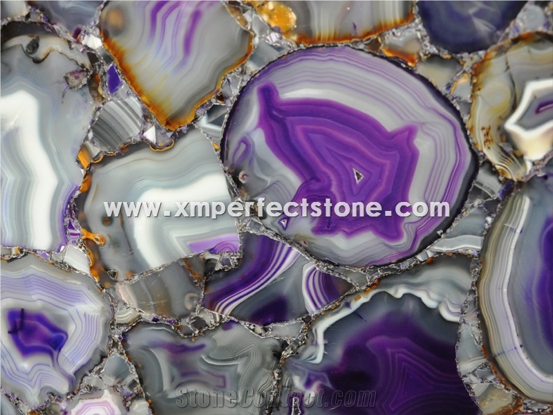 Chinese Purple Agate Semi Precious/ Good Quality Gemstone Tiles