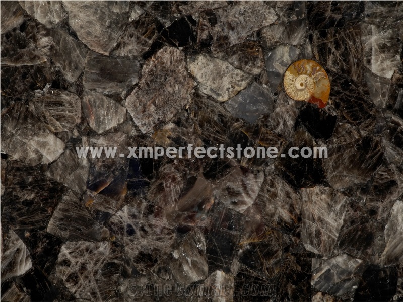 Smoky Rock Crystal Tiles, Brown Semiprecious Stone Tiles & Slabs