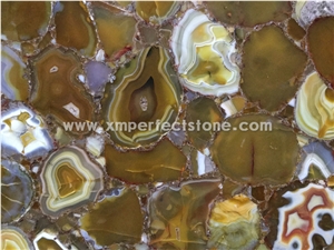 Yellow Gemstone Backlit Yellow Semiprecious Agate Stone Background