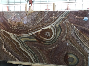 Brown Backlit Onyx Slabs Pattern for Feature Wall Cladding Building