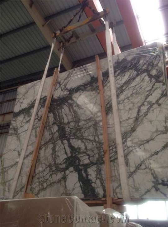 Clivia Marble Slabs,Aurora Green White Marble with Green Vein Marble