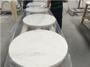 Sq130-2 Staturio Middle Round Shape Quartz Bar Table Top