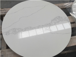 Sq130-2 Staturio Middle Round Shape Quartz Bar Table Top