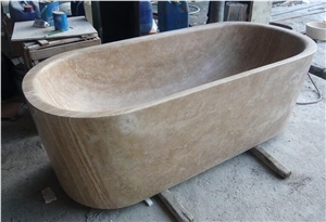 White Marble Classic Bath Tubs Surround, Commercial Soild Stone