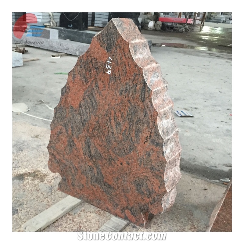 Multicolor Red Granite Arrowhead Monument & Headstone