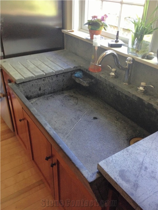 Refurbished Soapstone Farm Sink With Drainboard Kitchen Top From United States Stonecontact Com