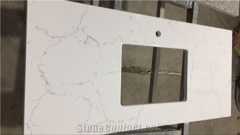 Quartz Stone Kitchen Countertops With Bevel Edges And