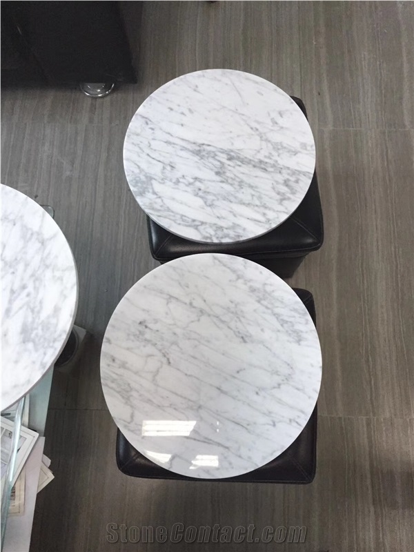 Bianco Carrara White Marble Round Table Top